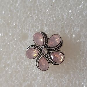 Pink Flower Ginger Snap Button 18MM